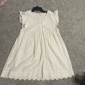 Entro beige eyelet mini dress.